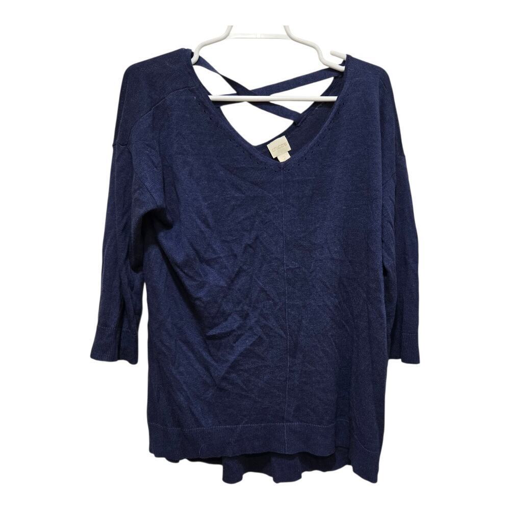 Chico’s Criss Cross Back Tunic Navy Size 2 (Large 12/14)